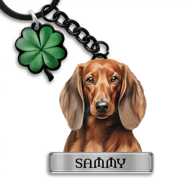 Dachshund Schlüsselanhänger personalisiert mit Haustier u. Namen!