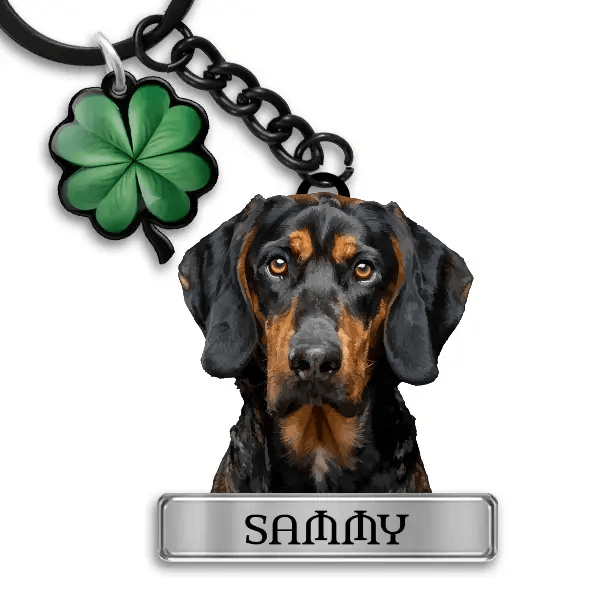 Black and Tan Coonhound Schlüsselanhänger personalisiert mit Haustier u. Namen!