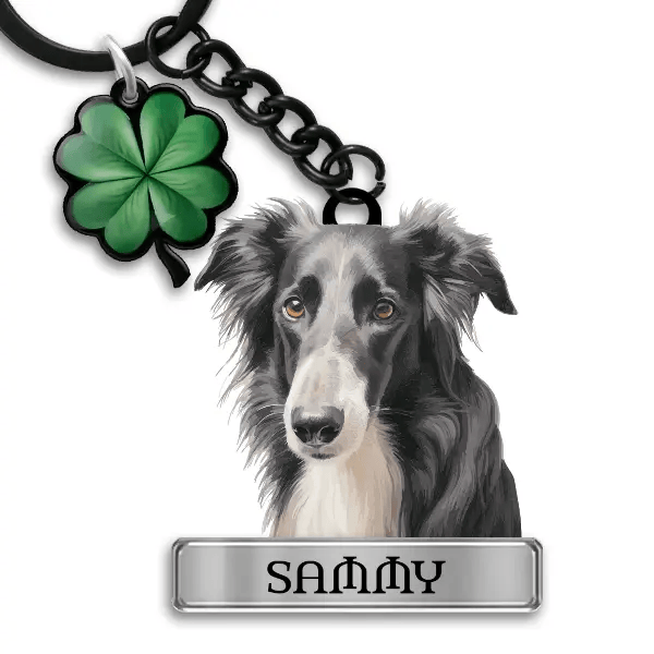 Borzoi Schlüsselanhänger personalisiert mit Haustier u. Namen!