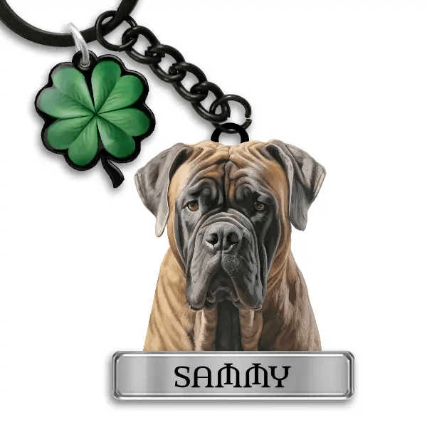 Mastiff Schlüsselanhänger personalisiert mit Haustier u. Namen!