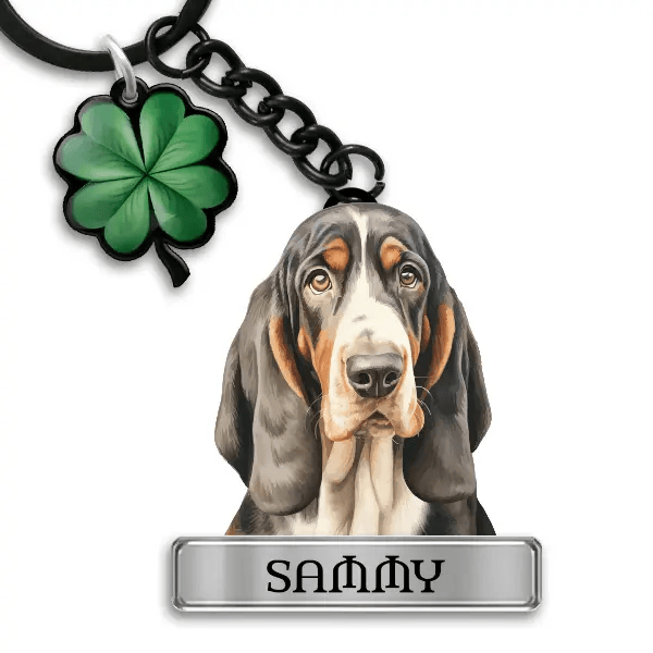 Basset Hound Schlüsselanhänger personalisiert mit Haustier u. Namen!