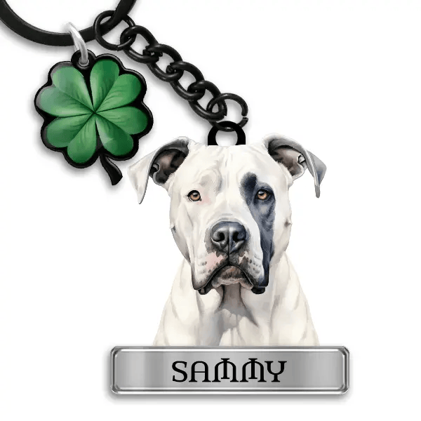 Dogo Argentino Schlüsselanhänger personalisiert mit Haustier u. Namen!