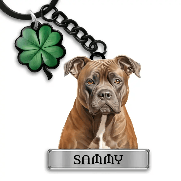 American Staffordshire Terrier Schlüsselanhänger personalisiert mit Haustier u. Namen!