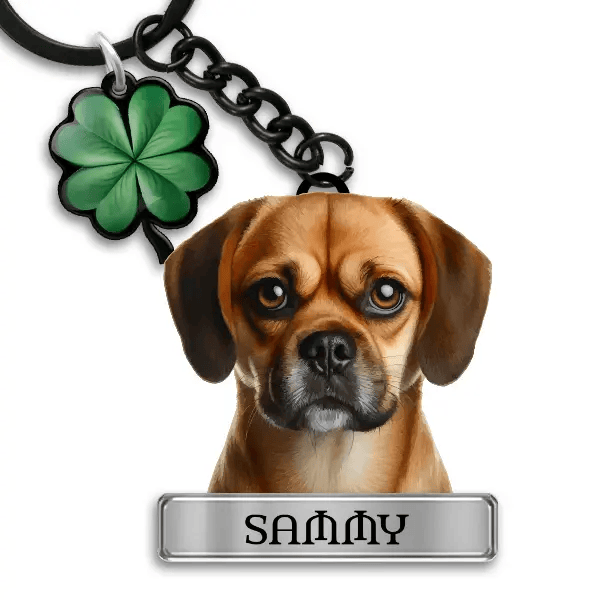 Puggle Schlüsselanhänger personalisiert mit Haustier u. Namen!