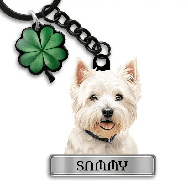 West Highland White Terrier Schlüsselanhänger personalisiert mit Haustier u. Namen!