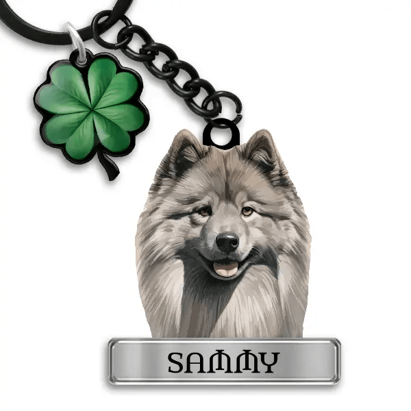 Keeshond Schlüsselanhänger personalisiert mit Haustier u. Namen!
