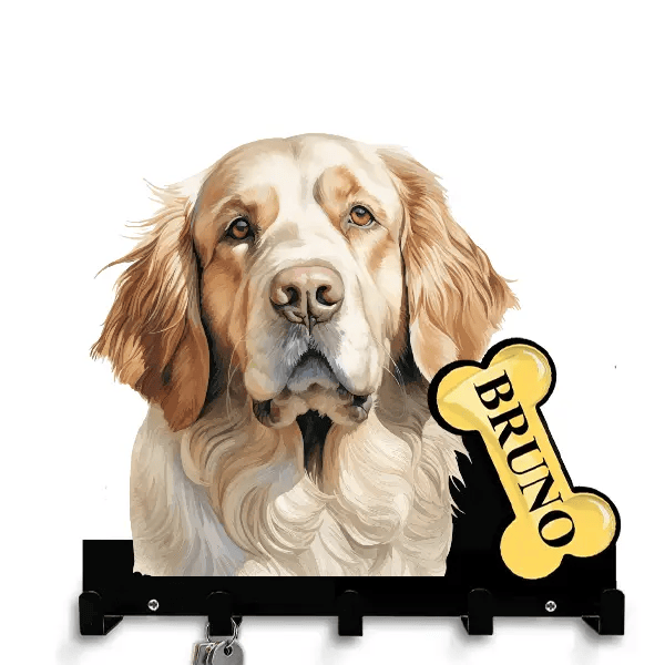 Clumber Spaniel Schlüsselbrett personalisiert mit Haustier u. Namen!