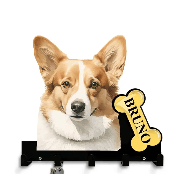 Welsh Corgi Schlüsselbrett personalisiert mit Haustier u. Namen!