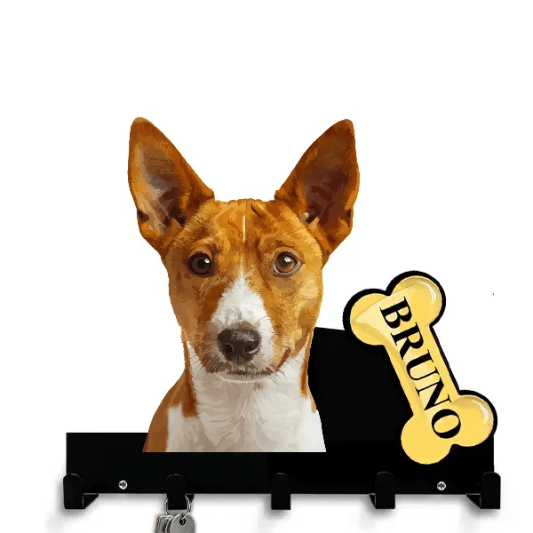 Basenji Schlüsselbrett personalisiert mit Haustier u. Namen!