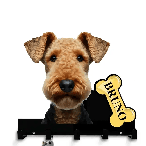 Airedale Terrier Schlüsselbrett personalisiert mit Haustier u. Namen!