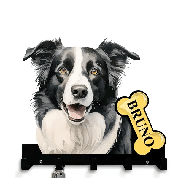 Border Collie Schlüsselbrett personalisiert mit Haustier u. Namen!
