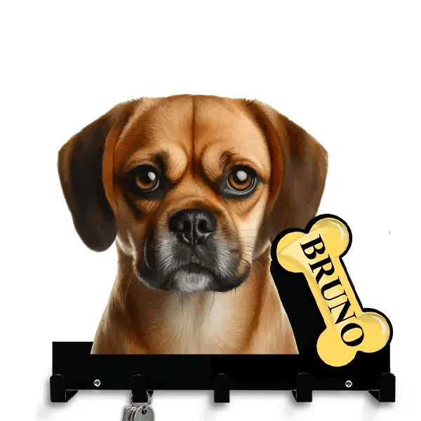 Puggle Schlüsselbrett personalisiert mit Haustier u. Namen!