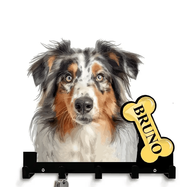 Collie Schlüsselbrett personalisiert mit Haustier u. Namen!