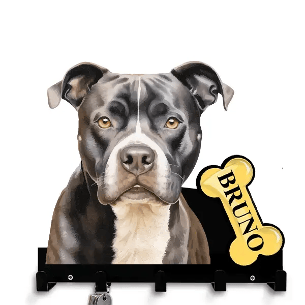 Pit bull Schlüsselbrett personalisiert mit Haustier u. Namen!