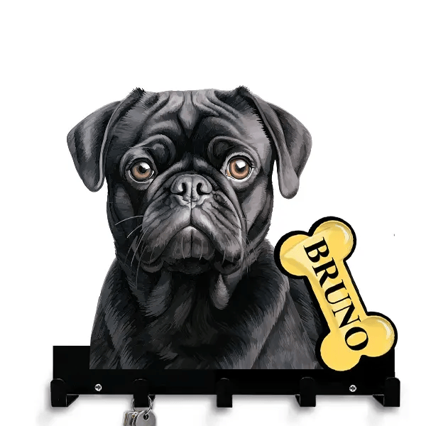 Pug Schlüsselbrett personalisiert mit Haustier u. Namen!