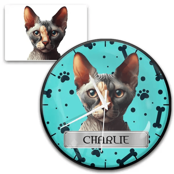 German Rex Wanduhr personalisiert mit Haustier u. Namen!