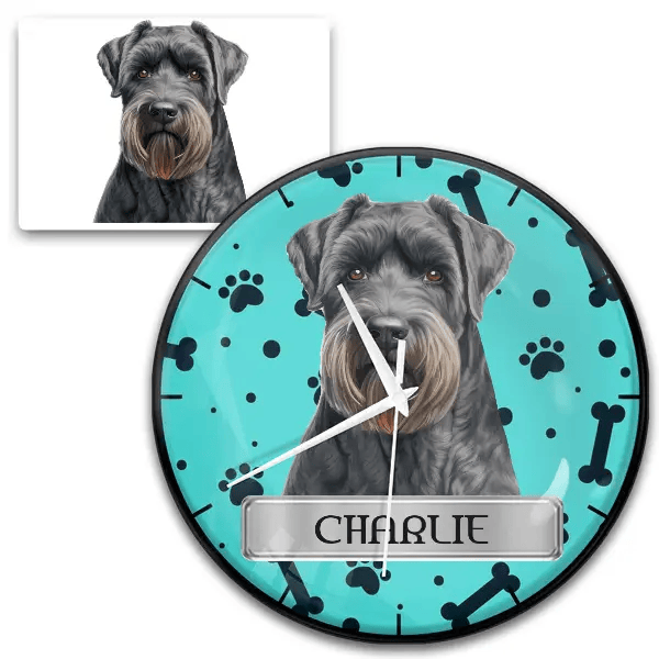 Kerry Blue Terrier Wanduhr personalisiert mit Haustier u. Namen!