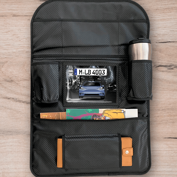 Model Y Rücksitz Organizer personalisiert mit deinem Auto u. Kennzeichen!