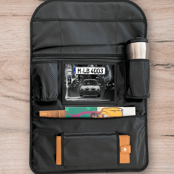 33 (5-Türer) Rücksitz Organizer personalisiert mit deinem Auto u. Kennzeichen!
