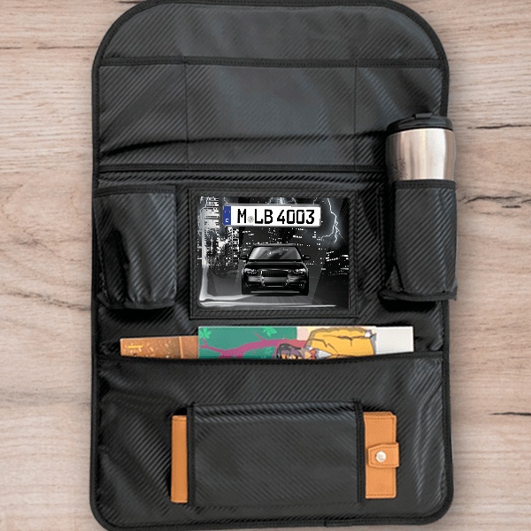 A3 Rücksitz Organizer personalisiert mit deinem Auto u. Kennzeichen!
