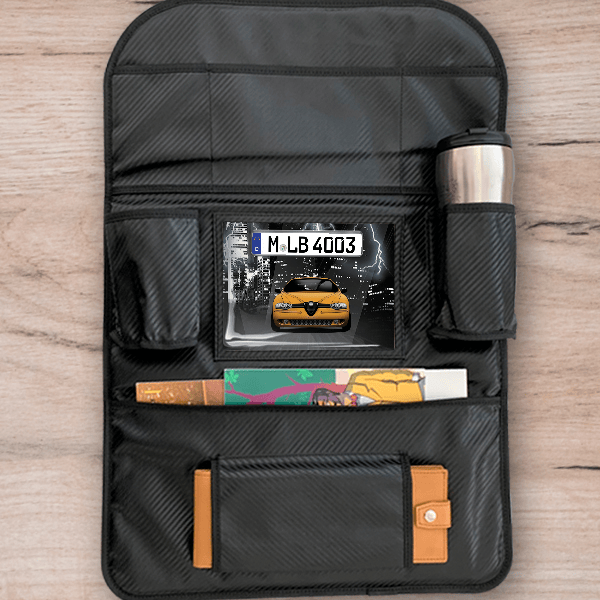 156 Rücksitz Organizer personalisiert mit deinem Auto u. Kennzeichen!