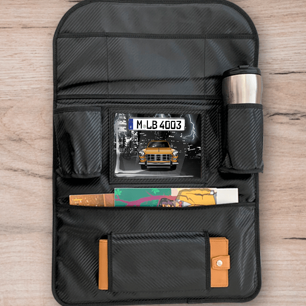 404 Rücksitz Organizer personalisiert mit deinem Auto u. Kennzeichen!