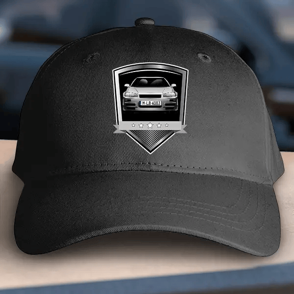 Skyline GT-R Basecap personalisiert mit deinem Auto u. Kennzeichen!