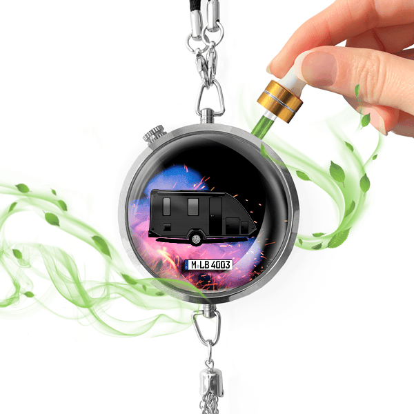 Wohnwagen Autoduft personalisiert mit Campinganhänger u. Kennzeichen! Chrom, S