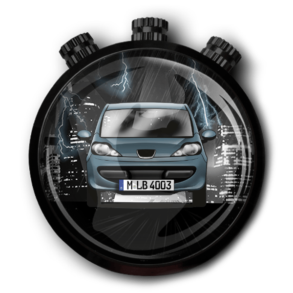 107 (3-Türer) Autoduft personalisiert mit deinem Auto u. Kennzeichen!