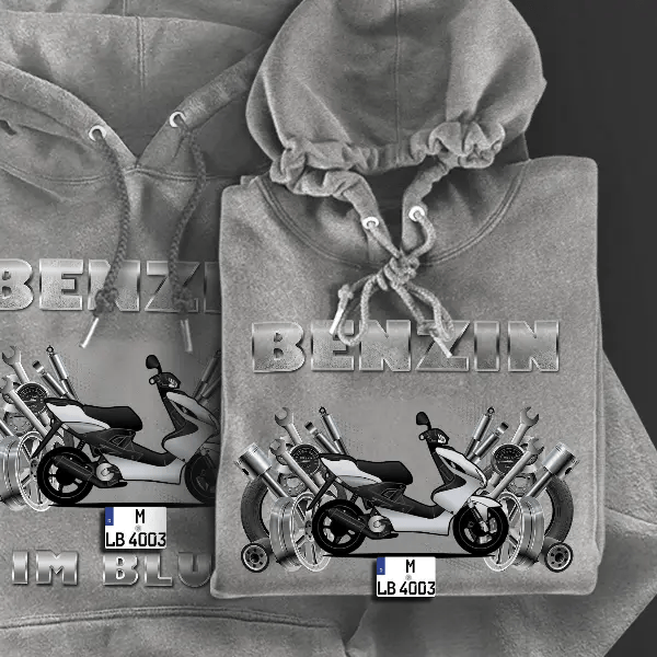 Aerox Hoodie für Damen u. Herren personalisiert mit deinem Motorrad u. Kennzeichen!