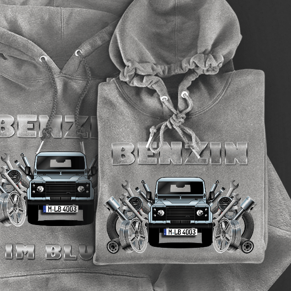 Defender Crew Hoodie für Damen u. Herren personalisiert mit deinem Auto u. Kennzeichen!