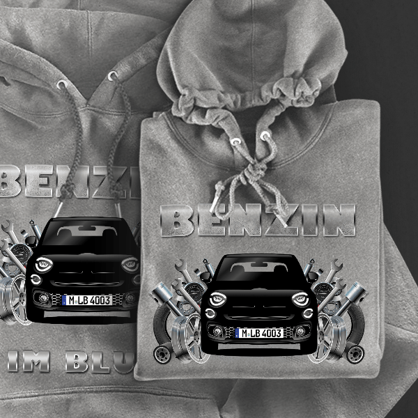 500 X Sport Hoodie für Damen u. Herren personalisiert mit deinem Auto u. Kennzeichen!