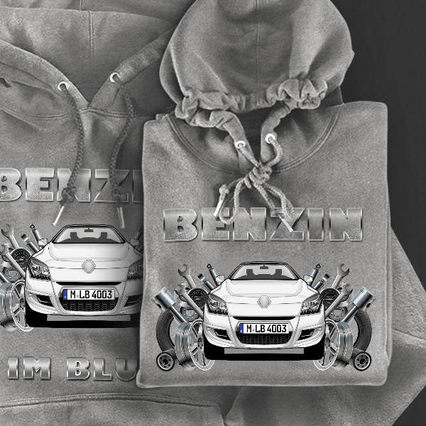 Megane Cabriolet Hoodie für Damen u. Herren personalisiert mit deinem Auto u. Kennzeichen!