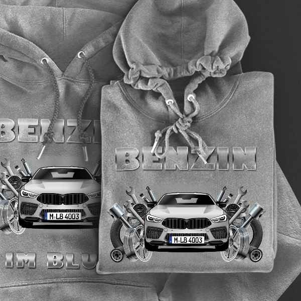 M8 Gran Coupe Hoodie für Damen u. Herren personalisiert mit deinem Auto u. Kennzeichen!