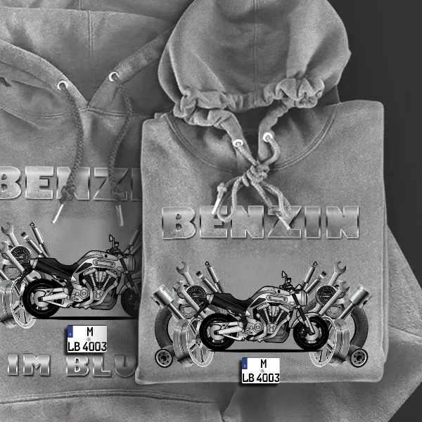 MT-01 Hoodie für Damen u. Herren personalisiert mit deinem Motorrad u. Kennzeichen!