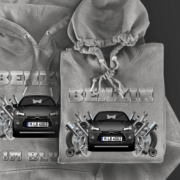 DS3 Hoodie für Damen u. Herren personalisiert mit deinem Auto u. Kennzeichen!