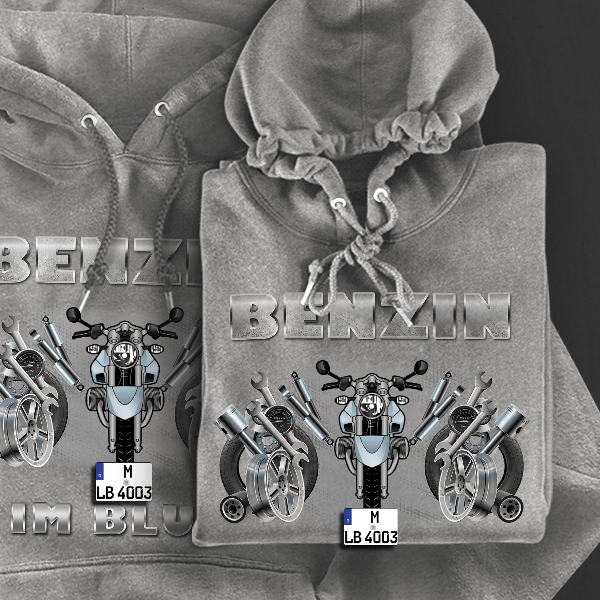 R 1150 R Hoodie für Damen u. Herren personalisiert mit deinem Motorrad u. Kennzeichen!