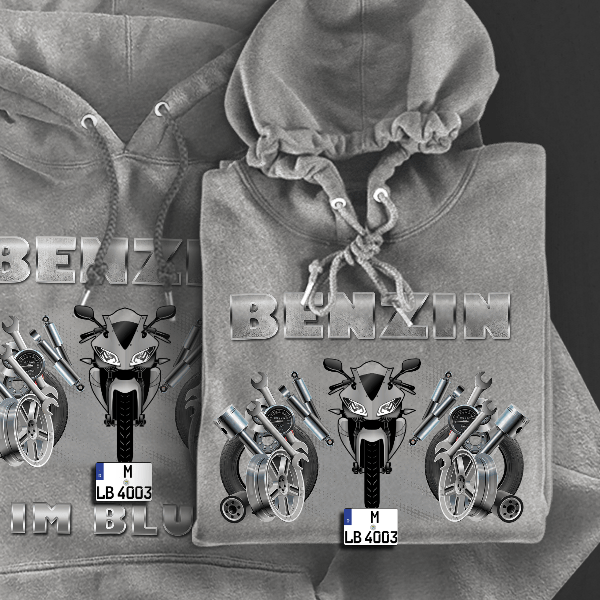 YZF-R125 Hoodie für Damen u. Herren personalisiert mit deinem Motorrad u. Kennzeichen!