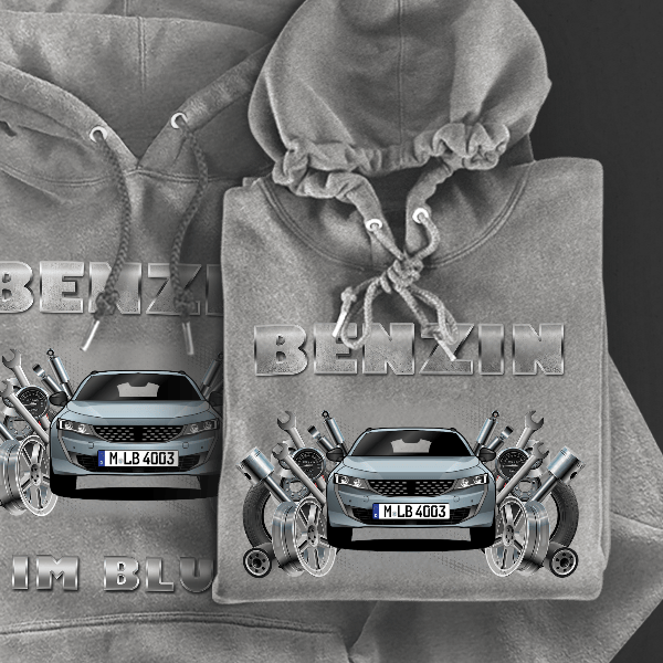 508 Hoodie für Damen u. Herren personalisiert mit deinem Auto u. Kennzeichen!