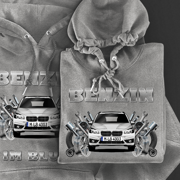 2er Reihe Gran Tourer Hoodie für Damen u. Herren personalisiert mit deinem Auto u. Kennzeichen!