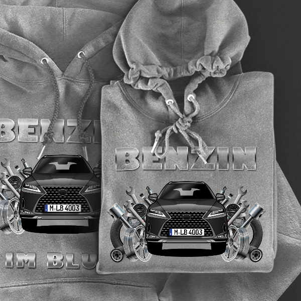 RX Hoodie für Damen u. Herren personalisiert mit deinem Auto u. Kennzeichen!