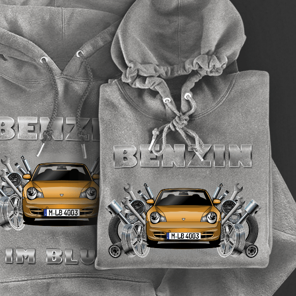 911 996 Cabriolet Hoodie für Damen u. Herren personalisiert mit deinem Auto u. Kennzeichen!