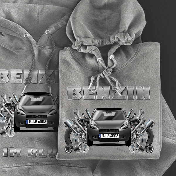 Grande Punto Hoodie für Damen u. Herren personalisiert mit deinem Auto u. Kennzeichen!
