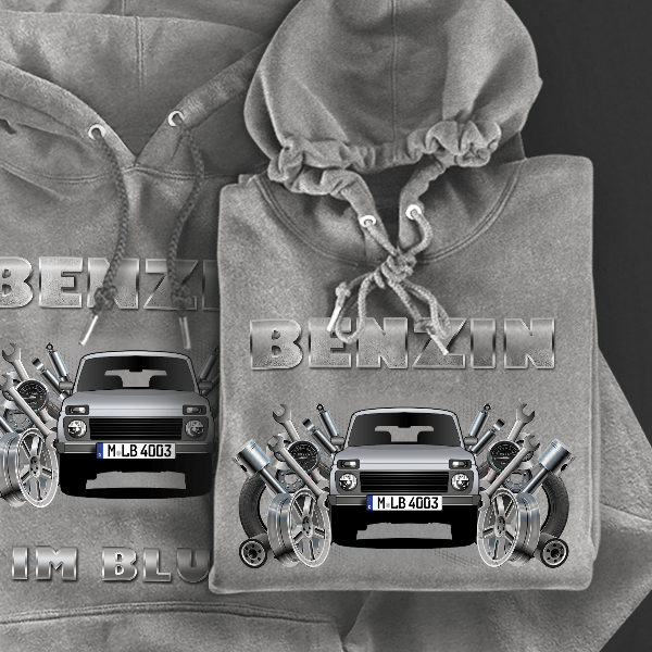 Niva Hoodie für Damen u. Herren personalisiert mit deinem Auto u. Kennzeichen!