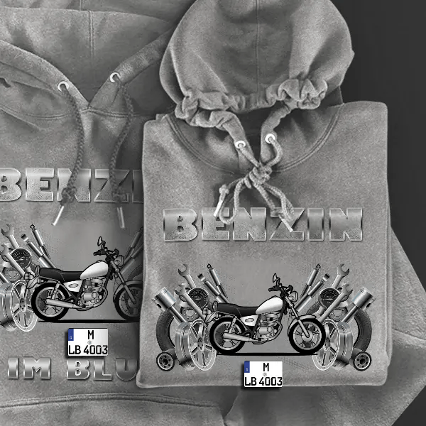 GN 125 Hoodie für Damen u. Herren personalisiert mit deinem Motorrad u. Kennzeichen!