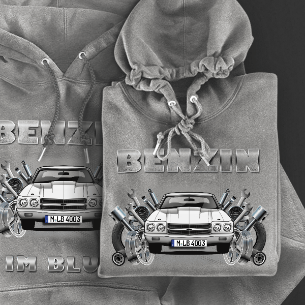 Chevelle Hoodie für Damen u. Herren personalisiert mit deinem Auto u. Kennzeichen!