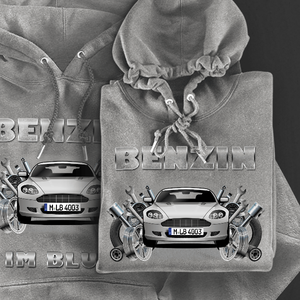 DB9 Cabriolet Hoodie für Damen u. Herren personalisiert mit deinem Auto u. Kennzeichen!