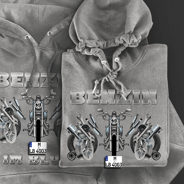 Iron 883 Hoodie für Damen u. Herren personalisiert mit deinem Motorrad u. Kennzeichen!
