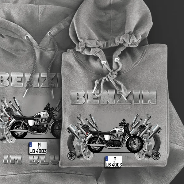 Bonneville T100 Hoodie für Damen u. Herren personalisiert mit deinem Motorrad u. Kennzeichen!