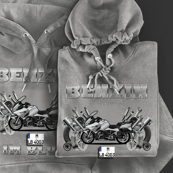 R 1250 RT Hoodie für Damen u. Herren personalisiert mit deinem Motorrad u. Kennzeichen!